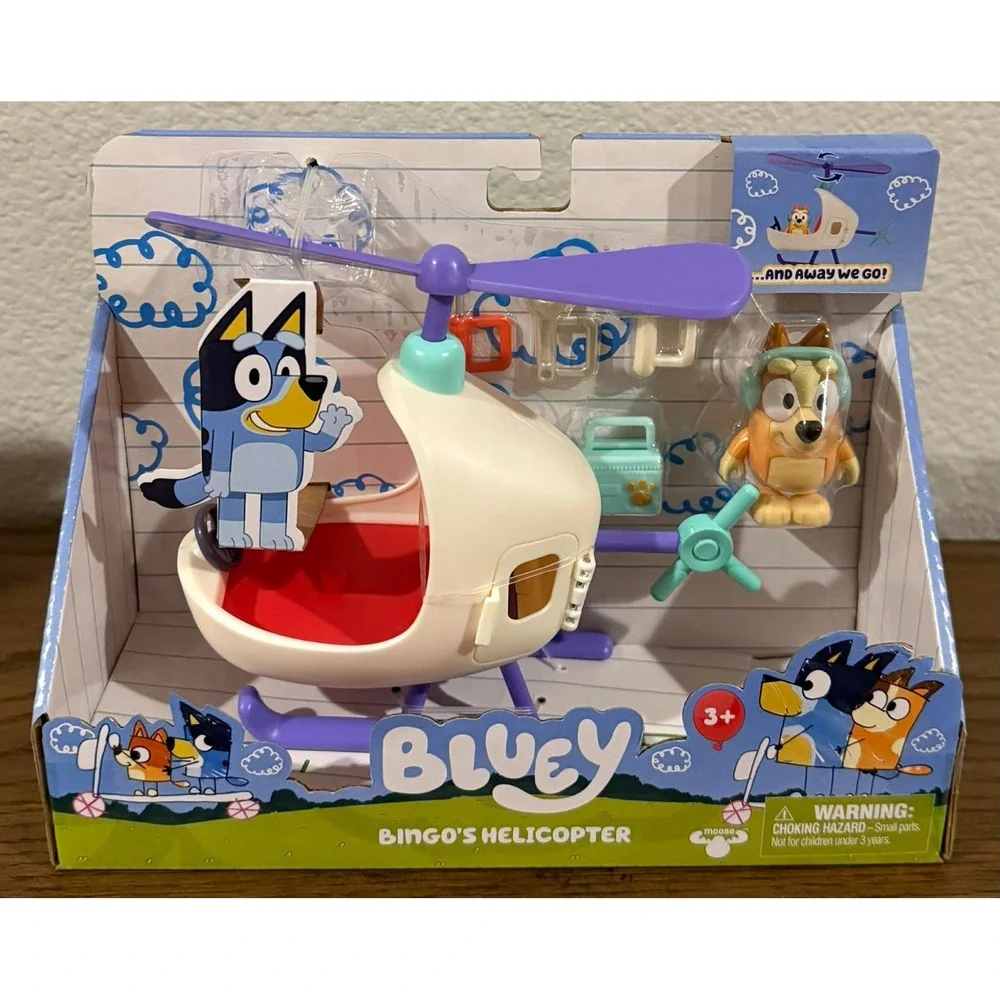 Bluey Bingo's Helicopter Vehicle + Beach Squad w/ Bandit Set of 2